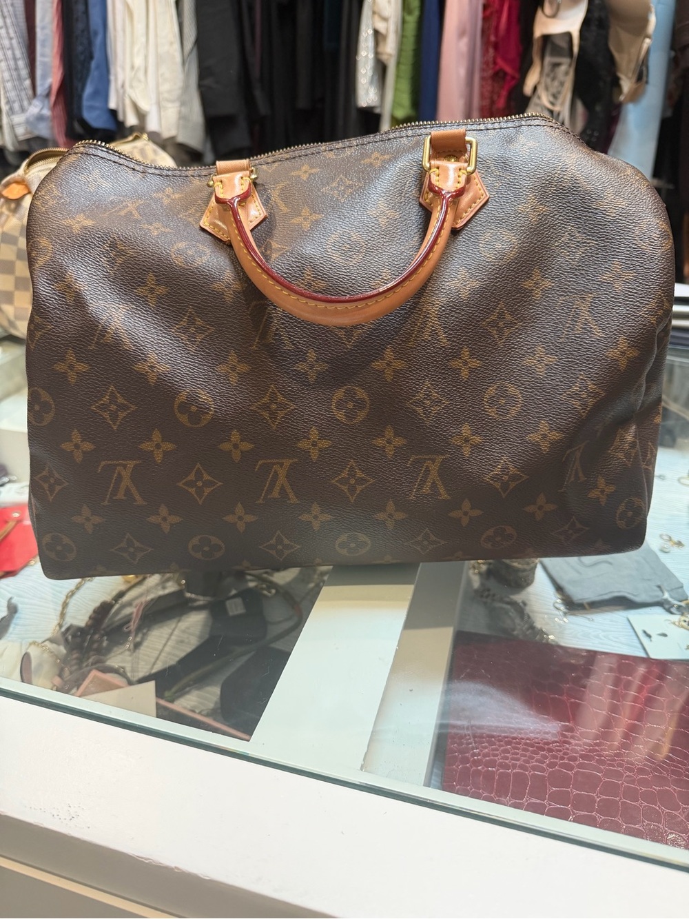 Louis Vuitton Monogram Speedy Bandoulière 30 - Brown with Natural Leather - Picture 2 of 2